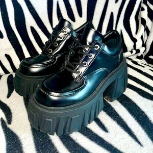 Dolls Kill Black Platform Loafers Size 7